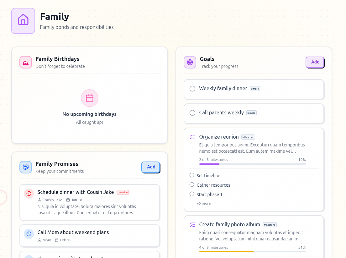 Nurture family connections