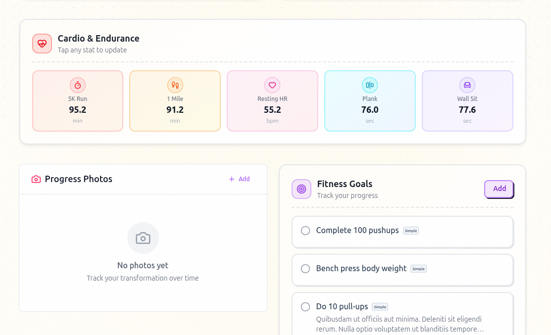 Build gym streaks and track fitness goals
