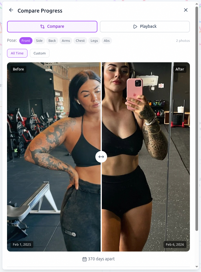 Compare photos side-by-side with the slider
